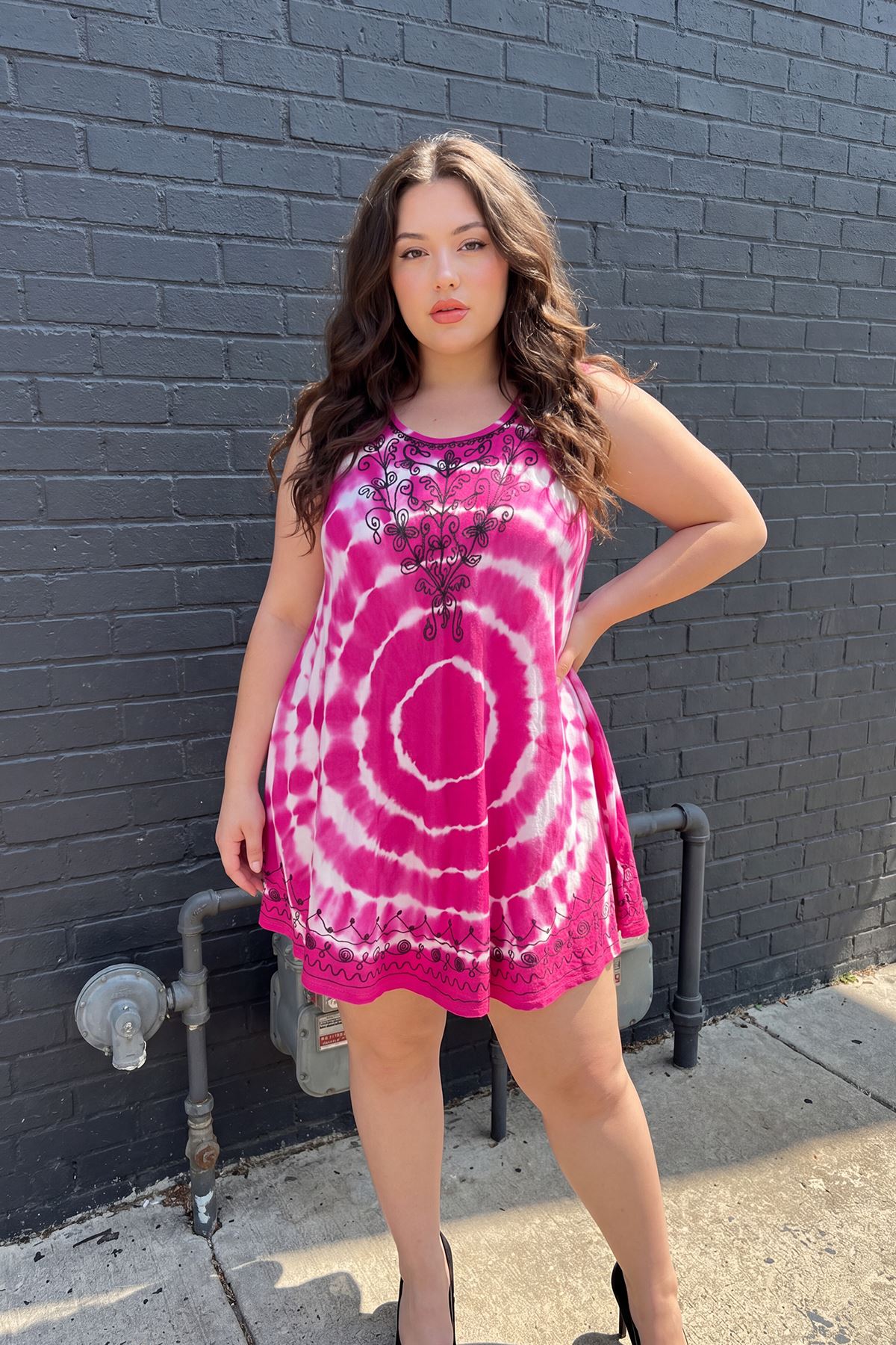 Tie-Dye Circular Spiral Pattern Flared Dress