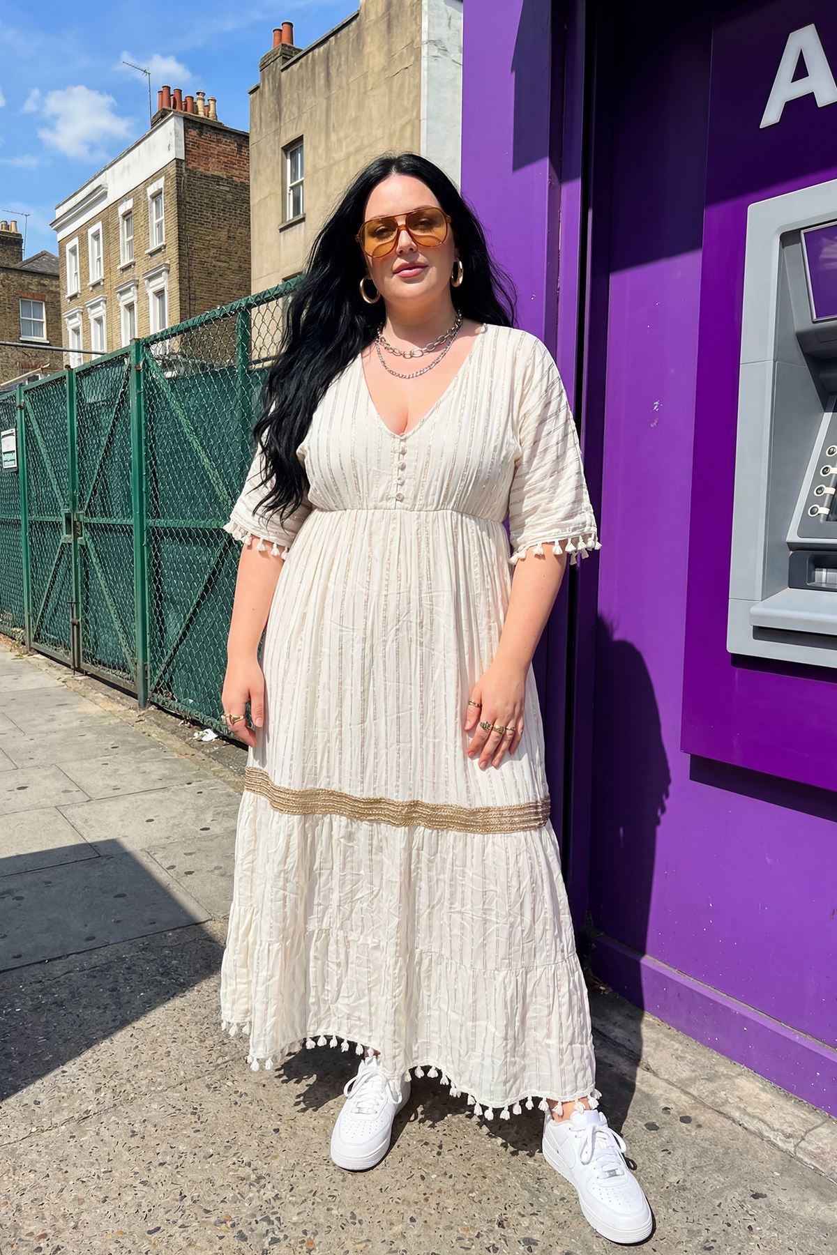 Embroidered Tassel Empire Waist Dress