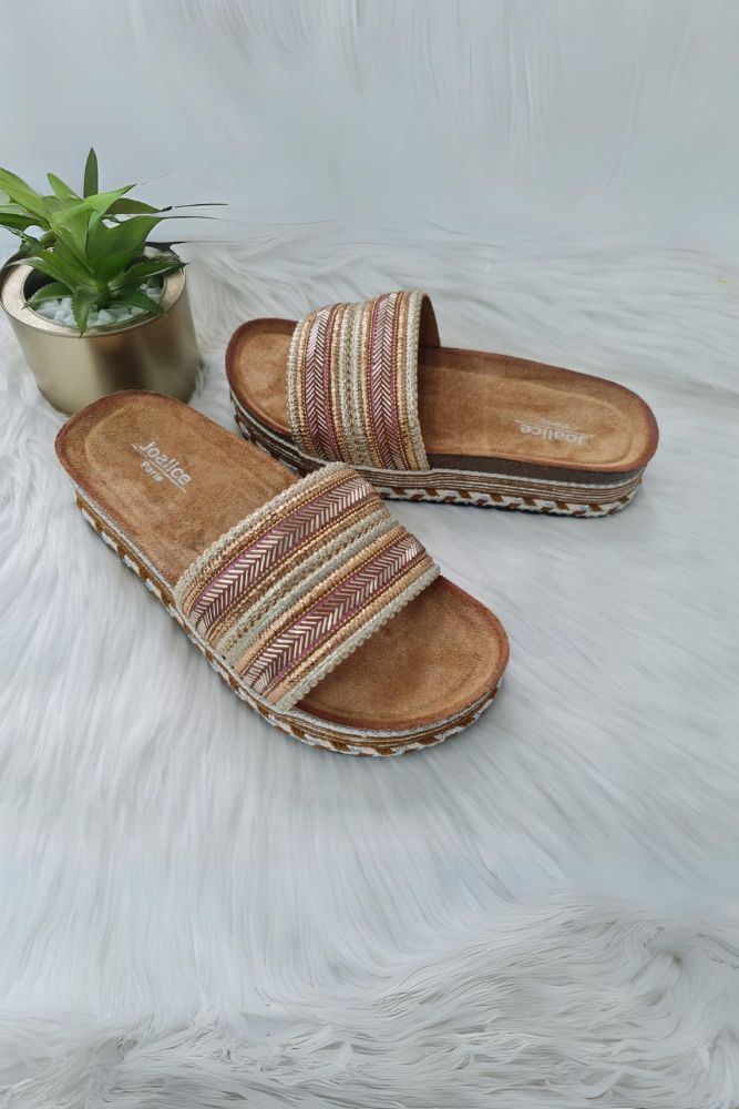Embroidered Cutdana Beads Open Toe Slider