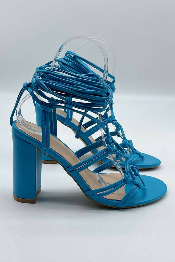 Strap Knot Lace Up Block Heels
