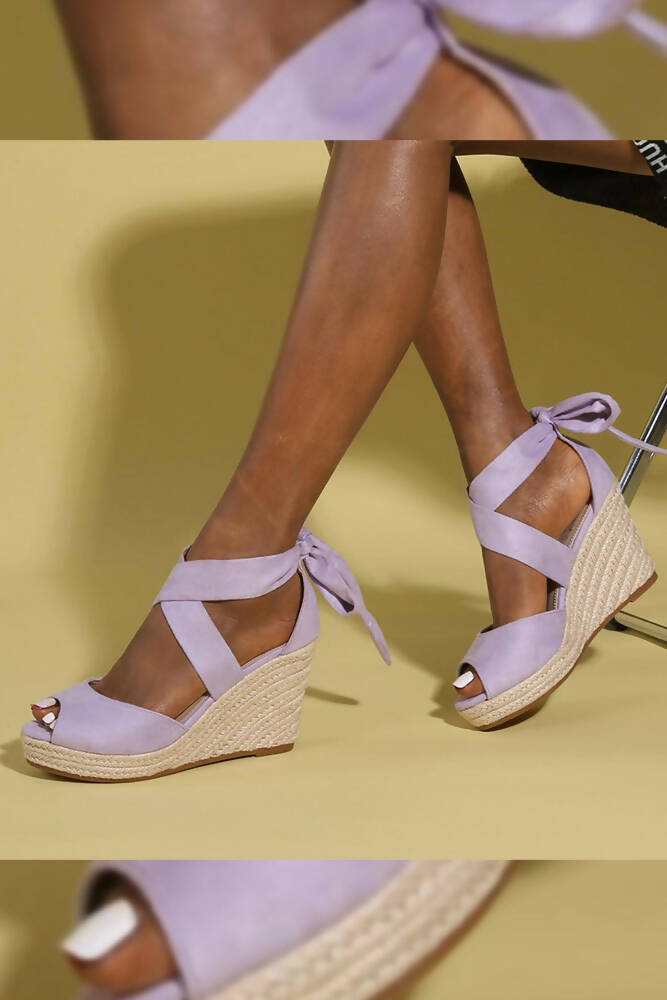 Ladies Ankle Tie Strap Wedge Sandals