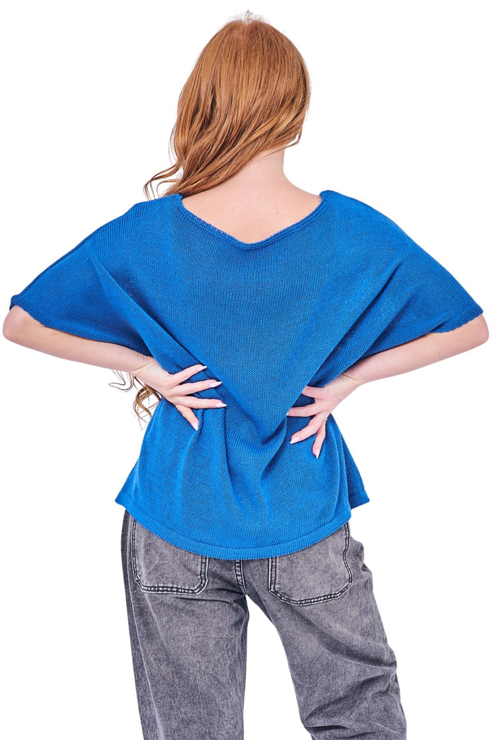 Plain Three-Button Closure Knit Cotton Top