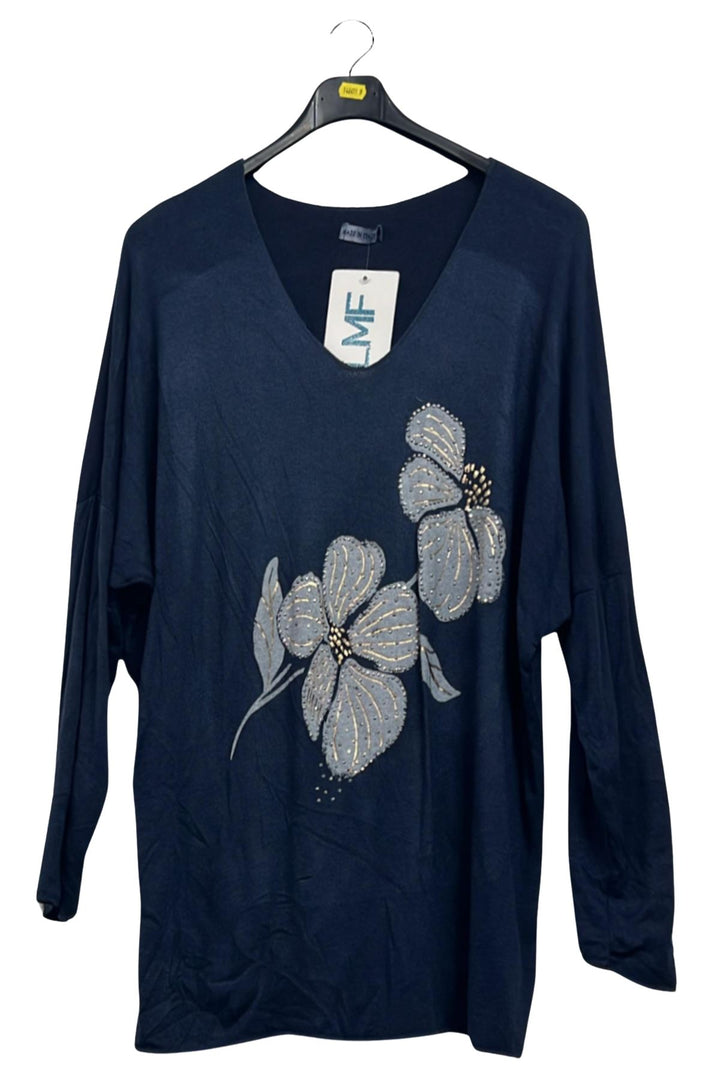 floral embellished pattern tunic top
