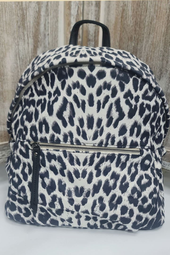 Leopard Print Front Zip Backpack Bag