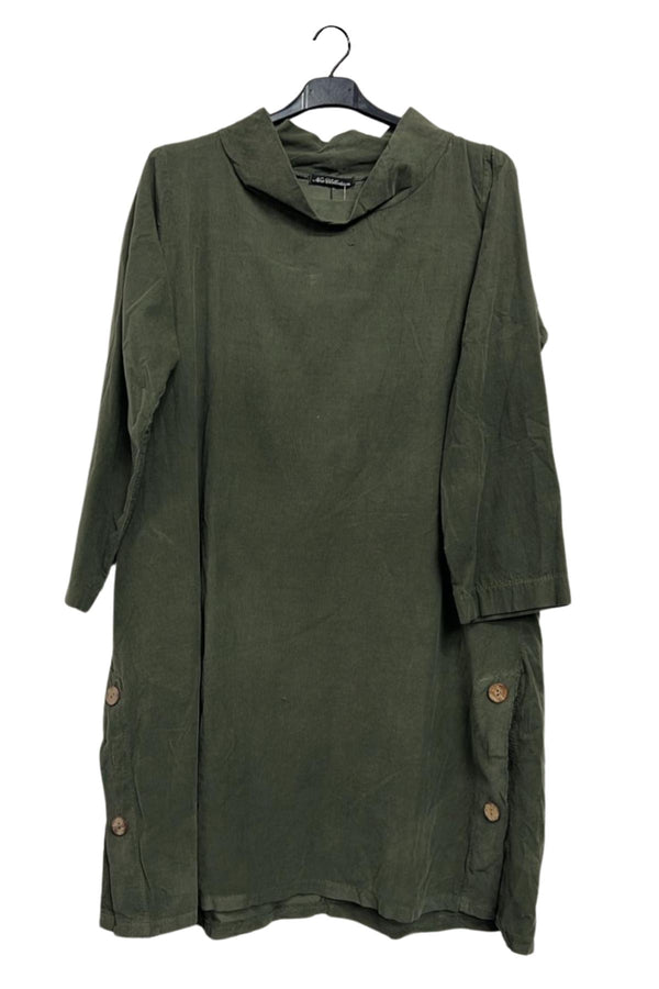 Plain Side Two Pockets Slit Hem Cotton Top