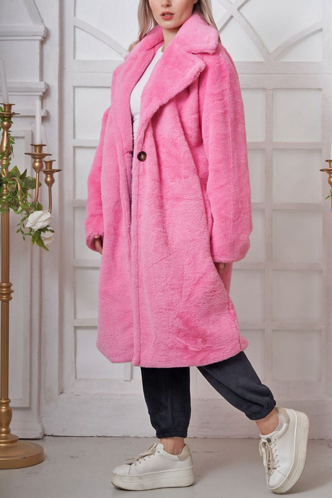 Plain Soft Feel Fux Fur Jacket