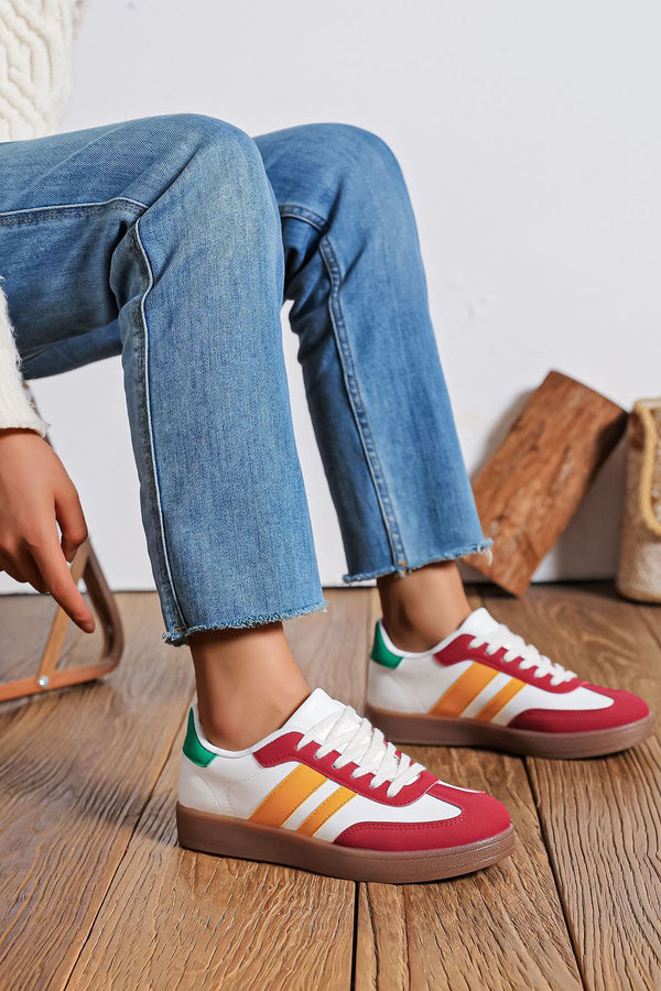 Stripe Lace Up Chunky Sole Trainer