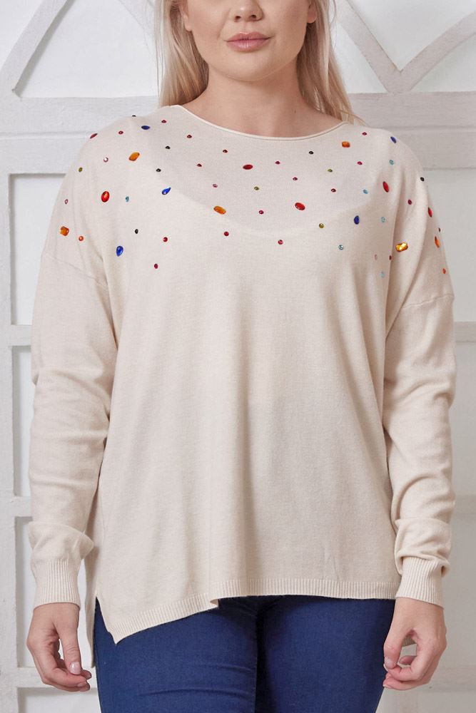 Plain Knit Beading Viscose Top