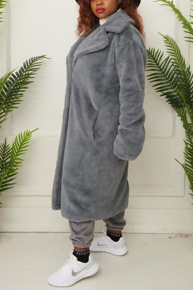 Plain Soft Feel Faux Fur Jacket