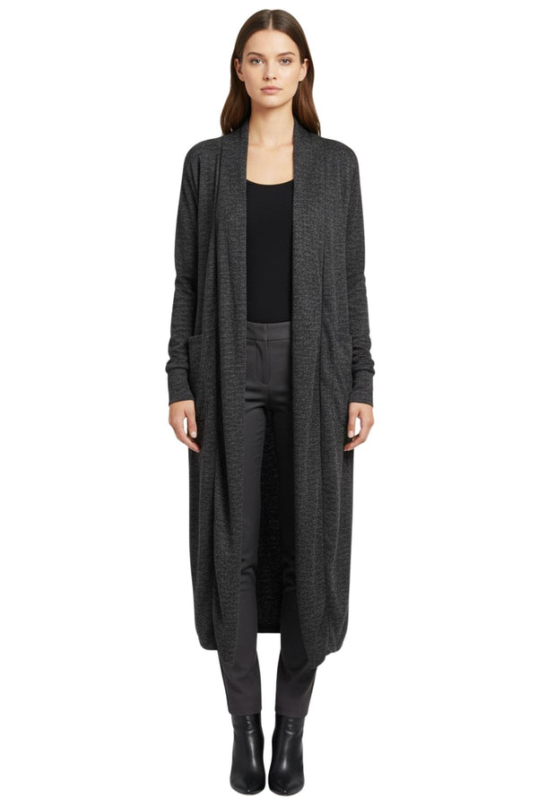 Plain Two Pockets Longline Duster Cardigan