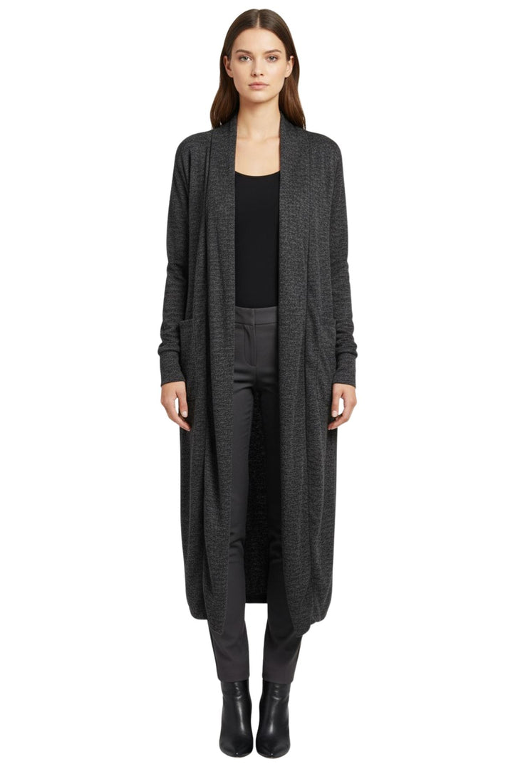 plain two pockets longline duster cardigan
