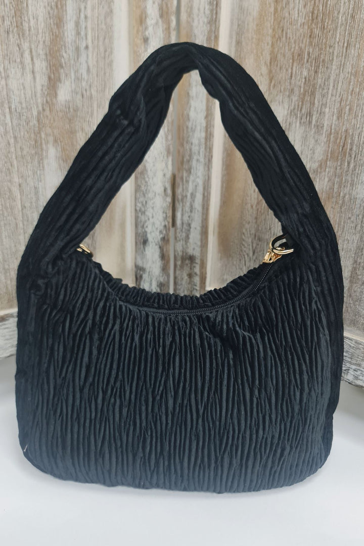 Pleated Knot Handle Shoulder Bag