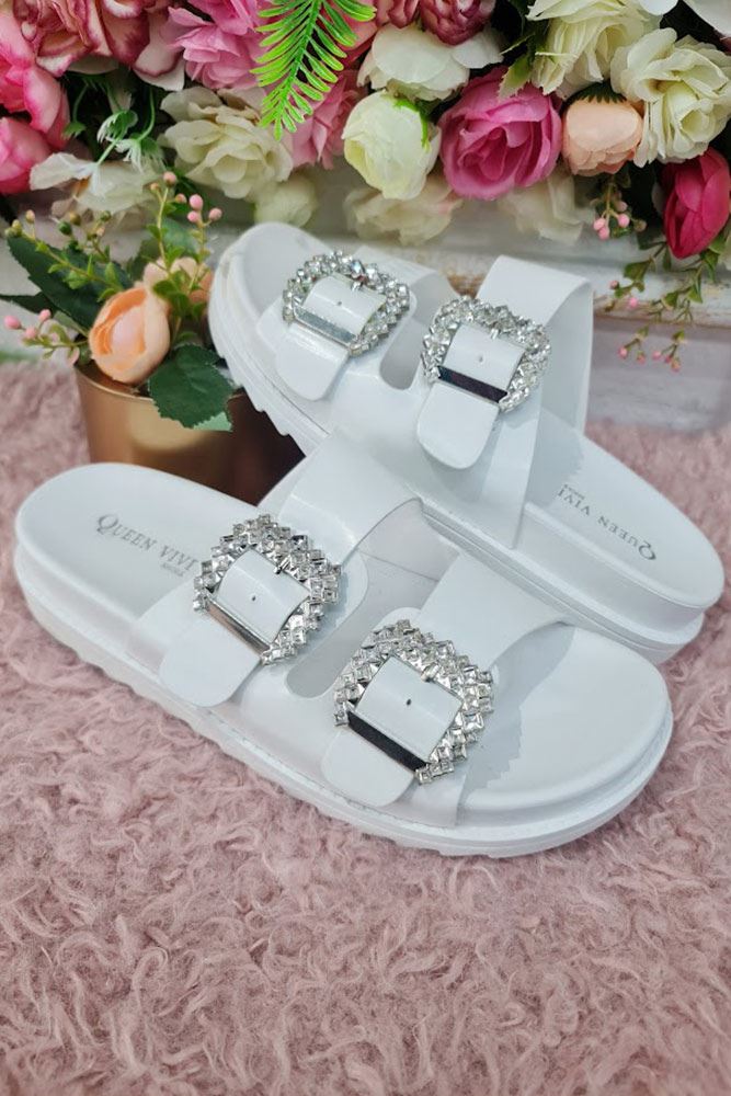 Crystal Buckle Double Strap Slider