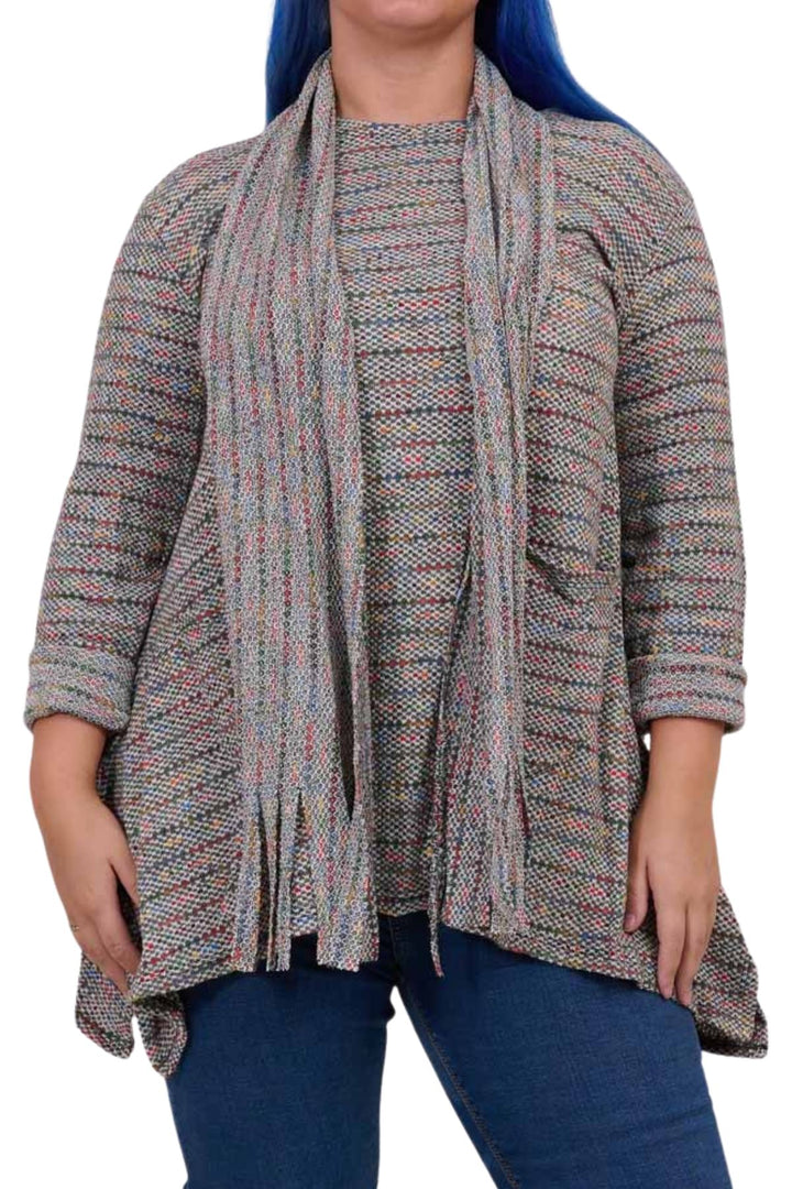 Multi-Colour Stripe Scarf Tunic Top