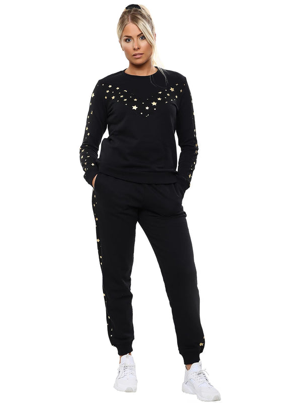 Star Print Side Panel Loungwear Tracksuit