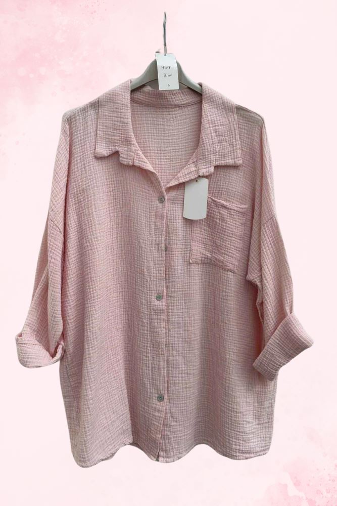 Plain Button Up Pocket Cotton Shirt