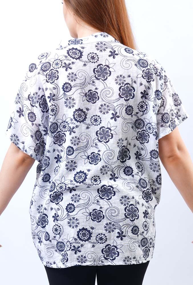 Flower Print Cotton Shirt