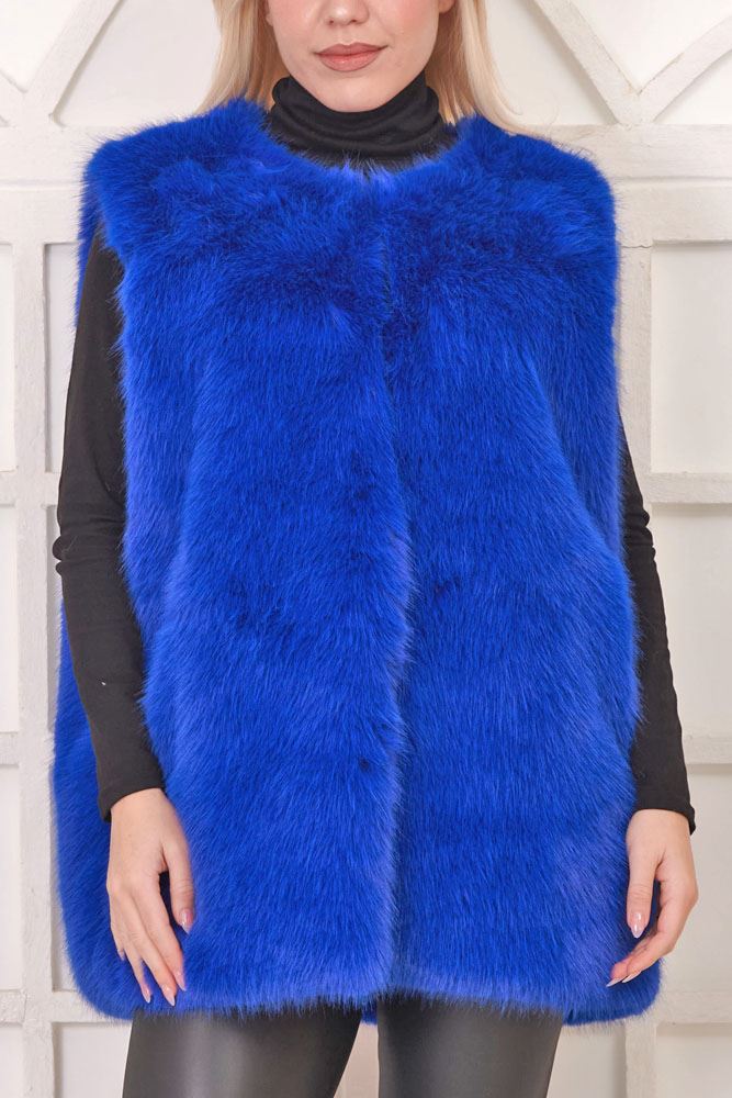 Plain Soft Feel Fur Gilet