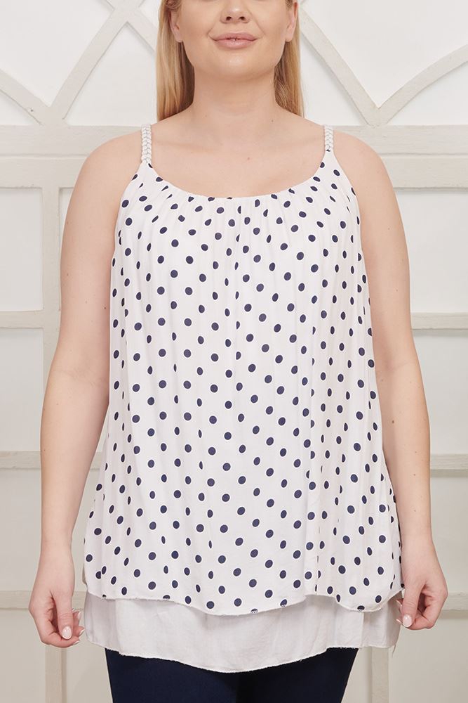 Polka Dot Print Viscose Top