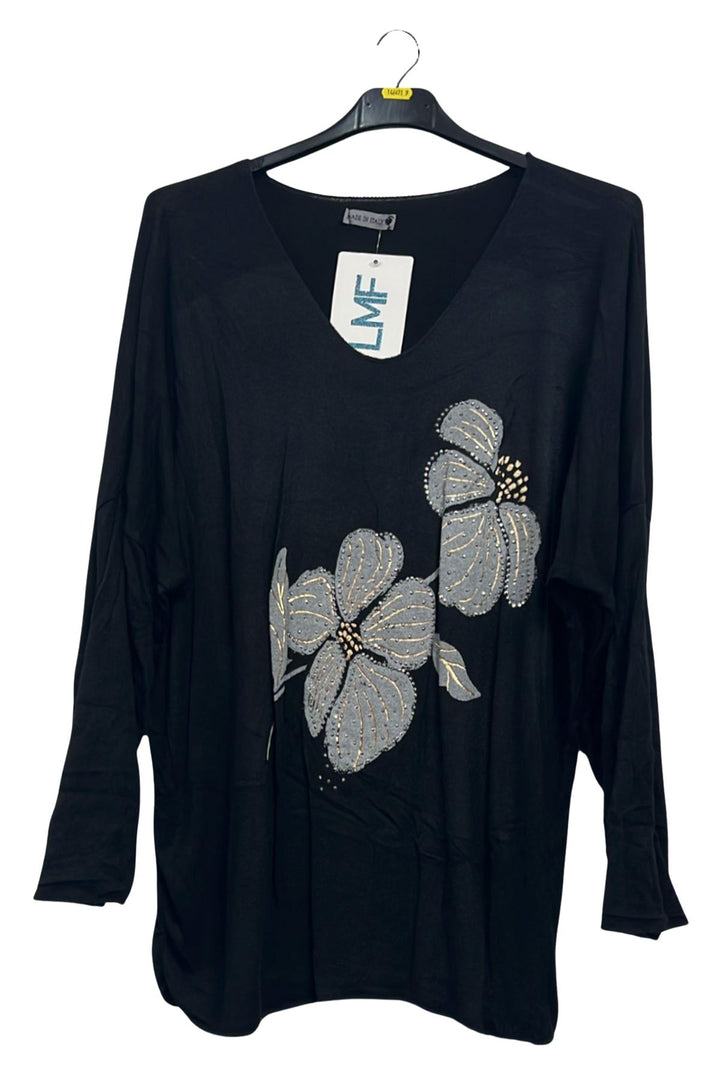floral embellished pattern tunic top
