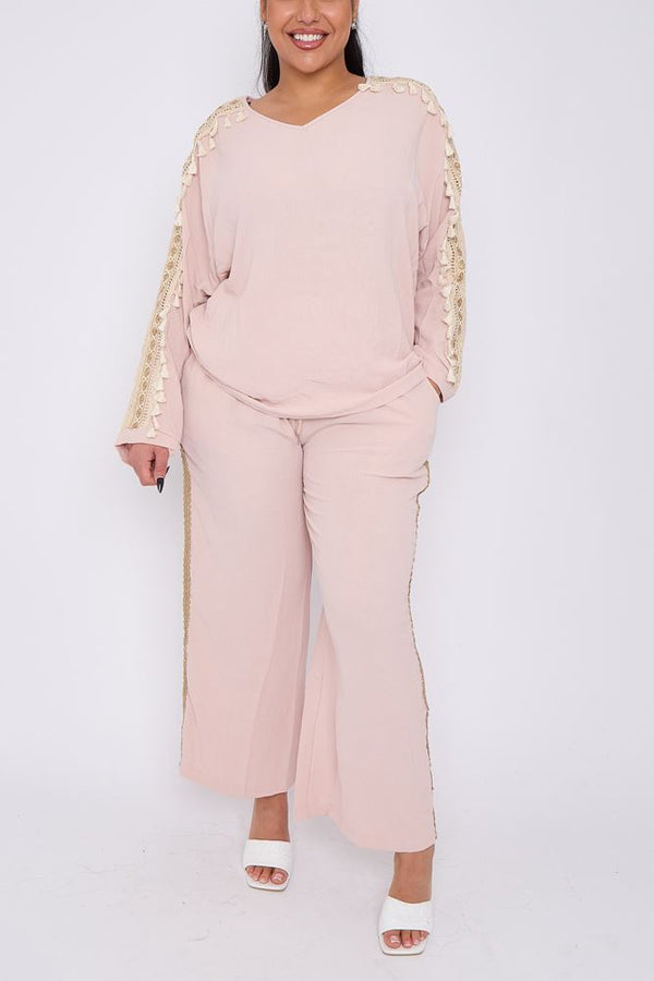 Plain Side Tassel Lace Co-Ord Set