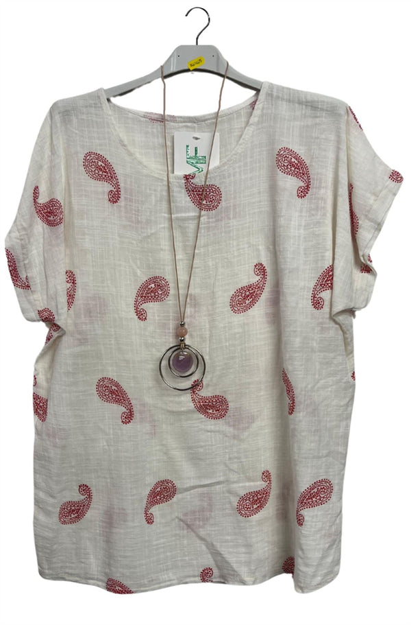 Scattered Different Paisley Print Tunic Cotton Top