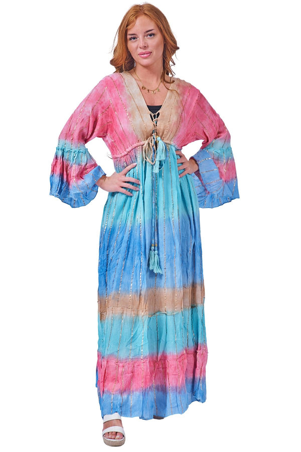 Tie-Dye Gradient Print Empire Waist Dress