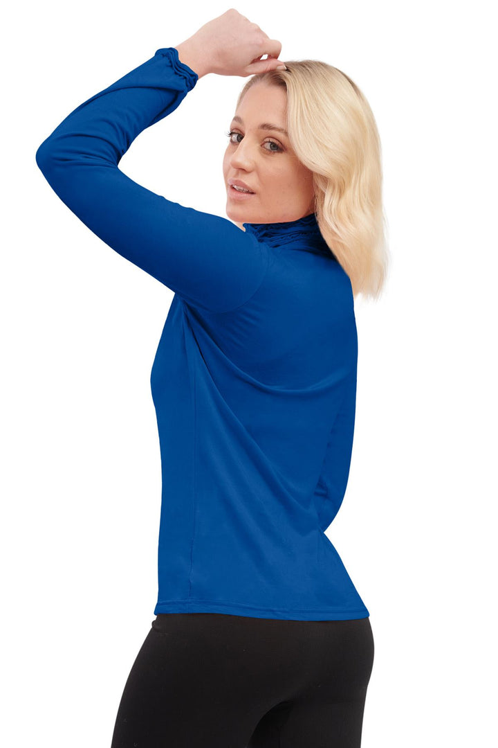 Special Price Plain Ruched Frill Roll Neck Tunic Viscose Top