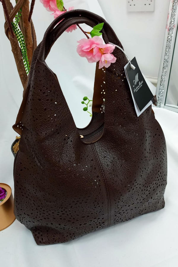 Laser Cut Two Handle Shoulder Bag