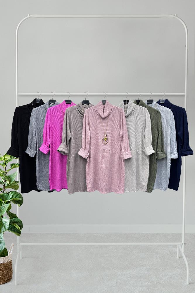 Plain With Necklace Viscose Top