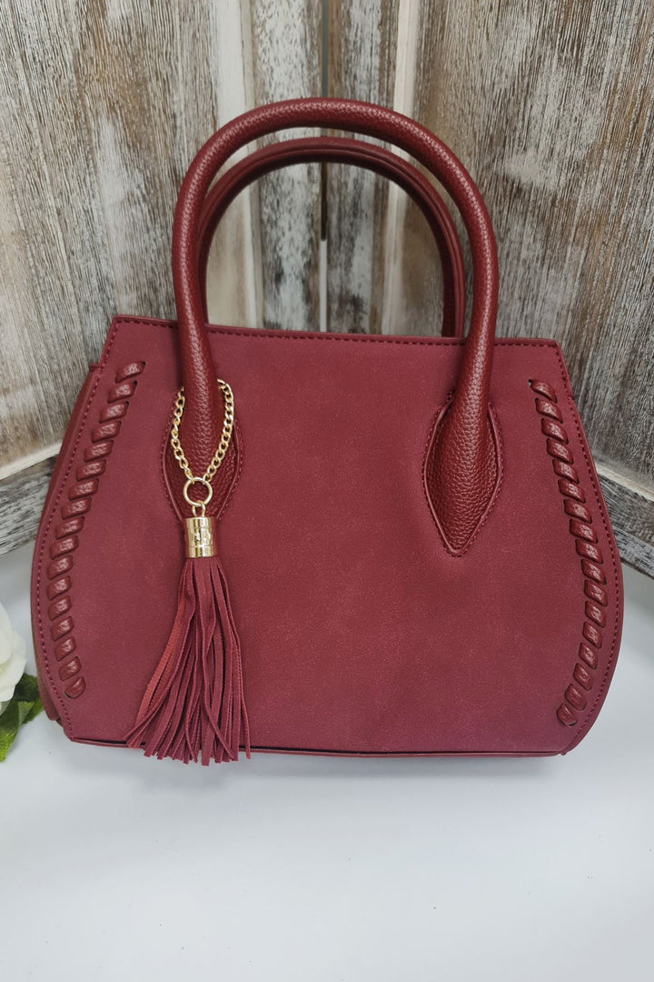 Tassel Charm Two Handle Shoulder Bag