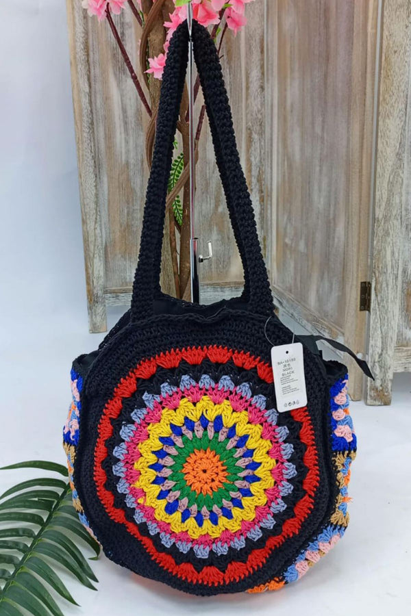 Multi Color Crochet Round Shoulder Bag