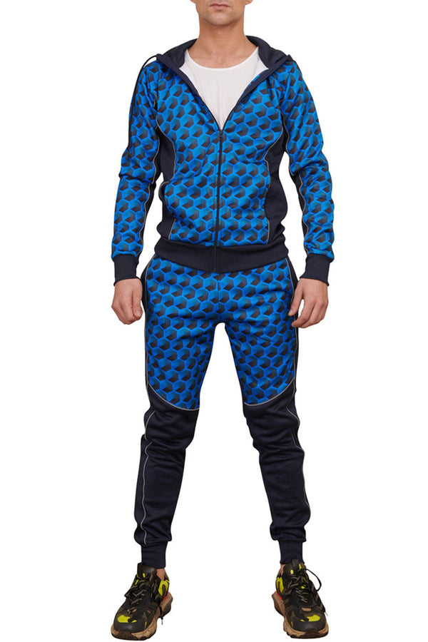 Special Price Ombre Hexagonal Motif Panel Hooded Tracksuit