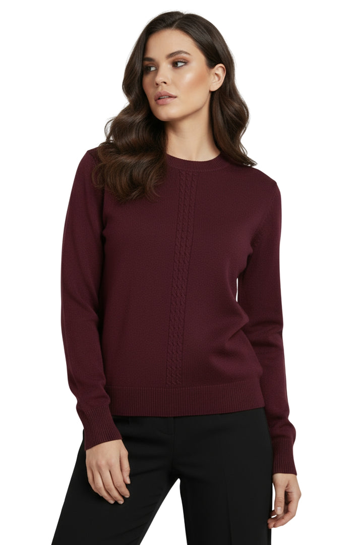 Vertical Cable-Knit Pattern Ribbed Hem Jumper