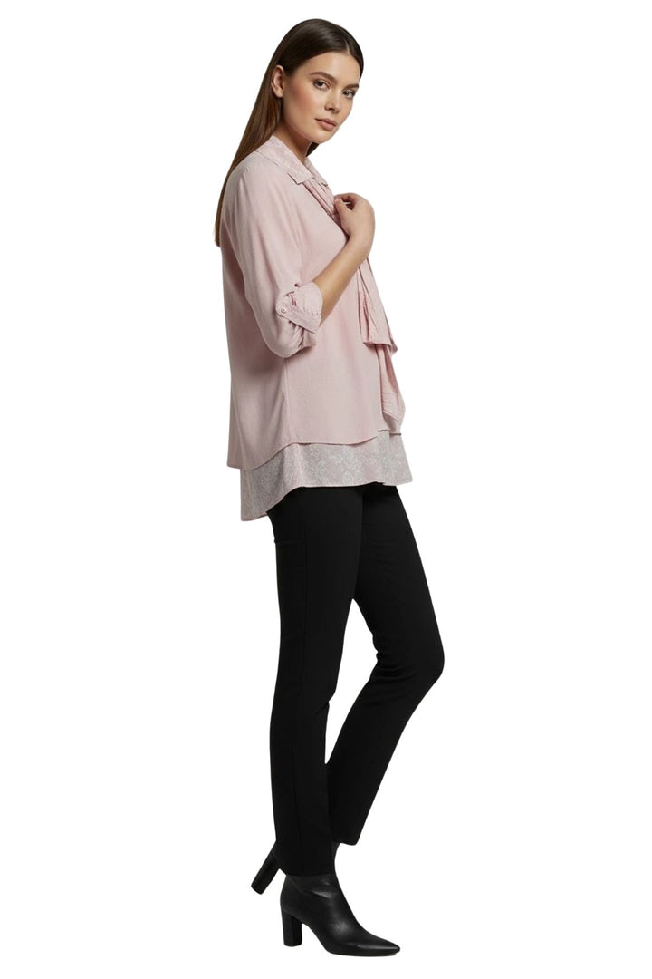 wholesale floral layered hem scarf cotton top
