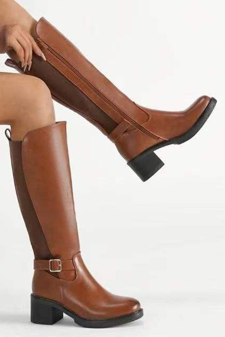 womens knee high block heel boots
