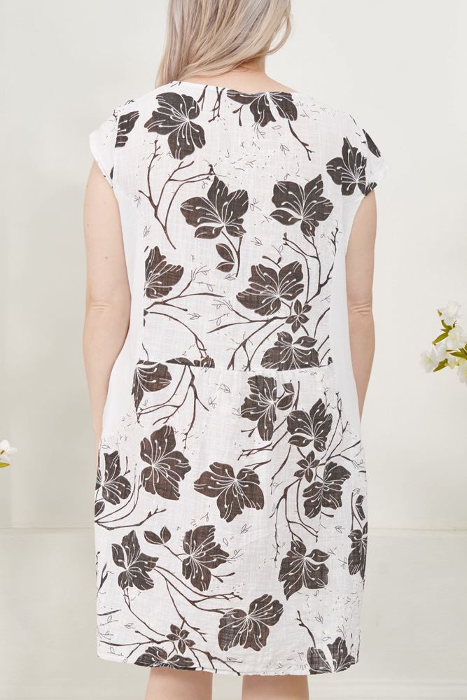 Floral Branches Print Cotton Dress