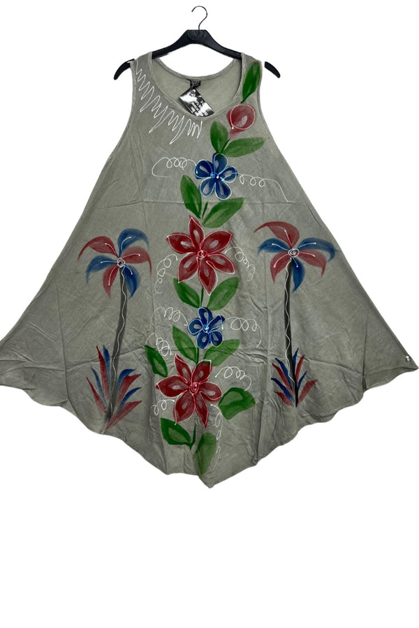 Hand-Block Floral Print Lightweight Dress
