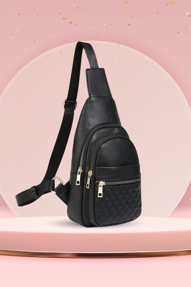 Quilted Crossbody Zip Up Chest Bag