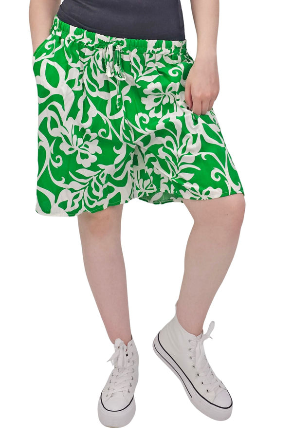 Bold Tropical Print High-Waisted Shorts