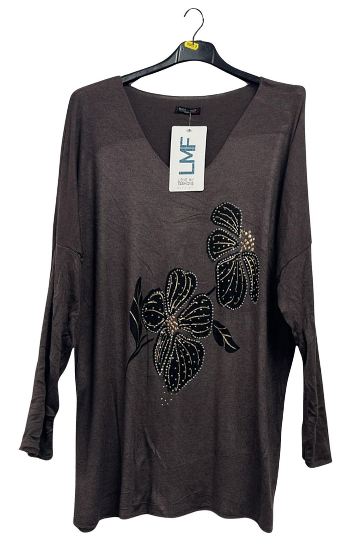 floral embellished pattern tunic top

