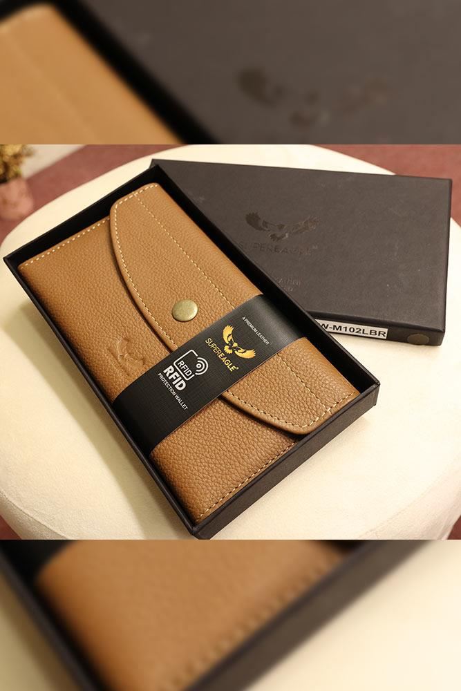 Handcrafted Button Opening Genuine Leather Wallet