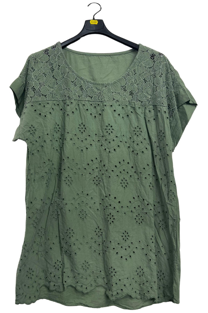 Floral Embroidered Pattern Tunic Cotton Top
