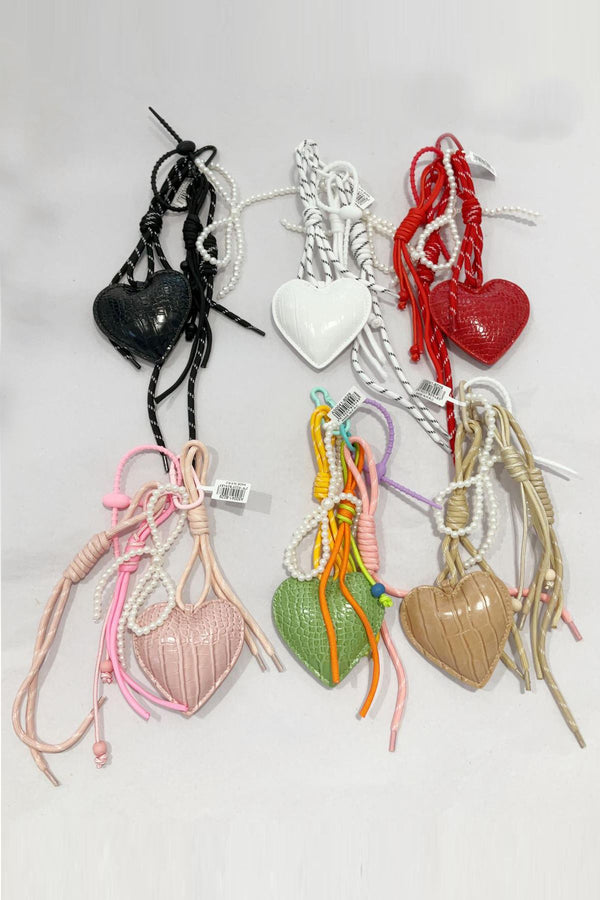 Heart Charm Lanyard Beads Keyrings