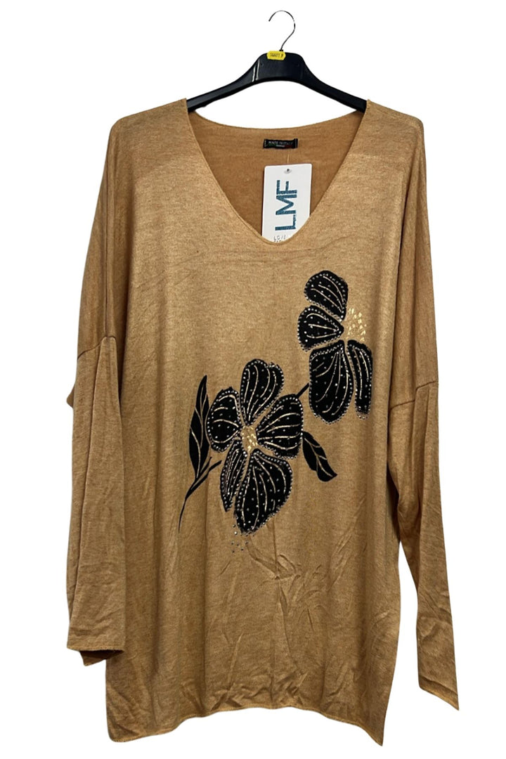 floral embellished pattern tunic top
