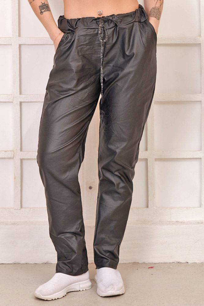 Plain Wet Look Pocket Trouser