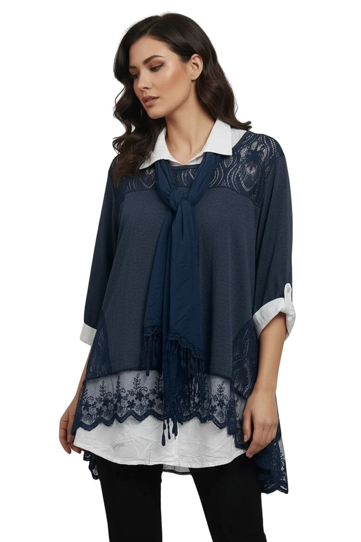 spring floral layered hem cotton top
