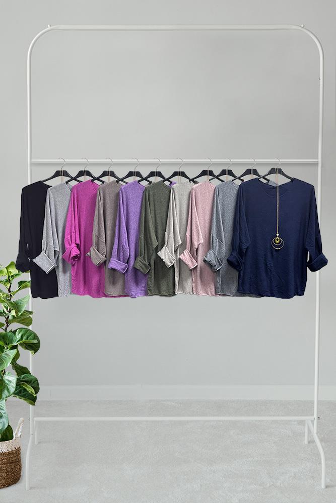 Plain Necklace Viscose Top