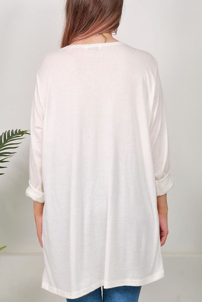Diamante Star Motif Cutout Hem Viscose Top