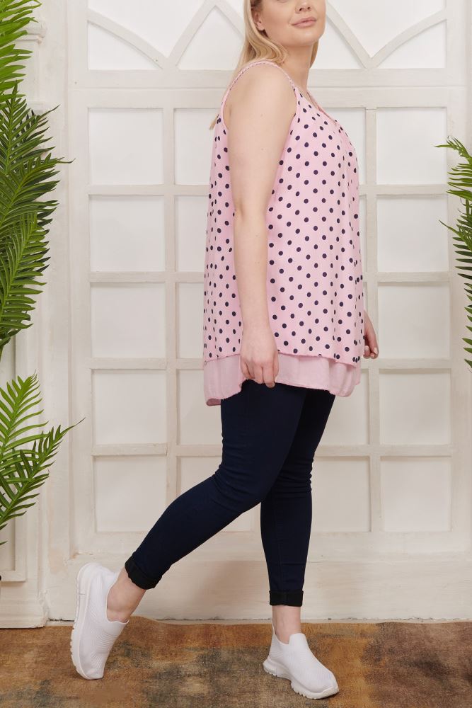 Polka Dot Print Viscose Top